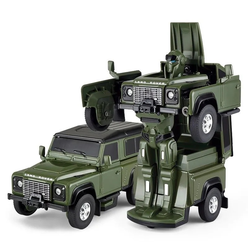 Jucărie metalică Rastar - Robot transformabil/Land Rover Defender, 1:32, verde