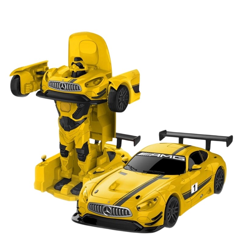 Jucărie metalică Rastar - Robot transformabil/Mercedes-Benz GT3, 1:32, galben