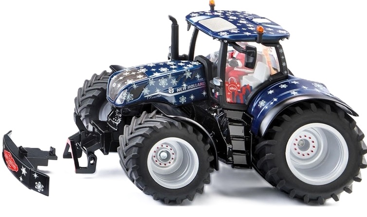 Jucărie metalică Siku - Tractor de Crăciun New Holland, 1:32
