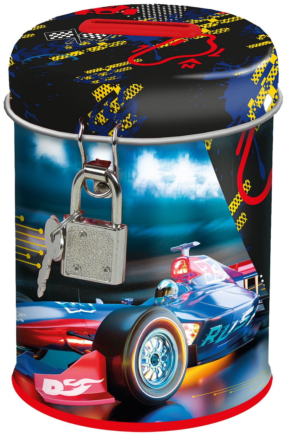 Pușculiță de metal Derform Race Team 10 - Cu lacăt
