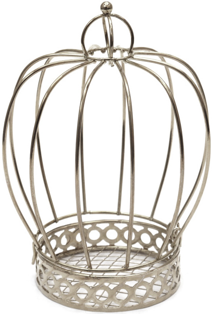 Colivie metalică Em Art - Coroană,  12 x 8 cm, argintiu