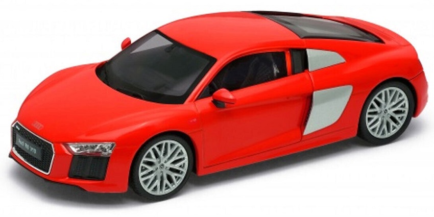 Mașină metalică Welly - Audi R8 V10, 1:24, roșu