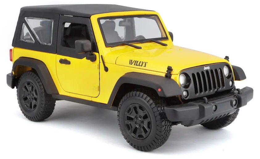 Mașinuță metalică Maisto Special Edition – Jeep Wrangler 2014, scara 1:18, galbenă