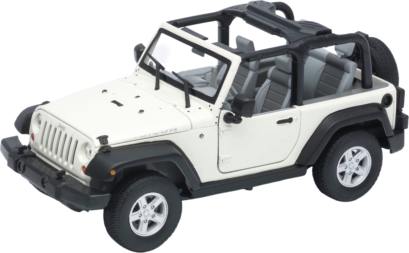 Mașină metalică  Welly - 2007 Jeep Wrangler Rubicon, alb, 1:24