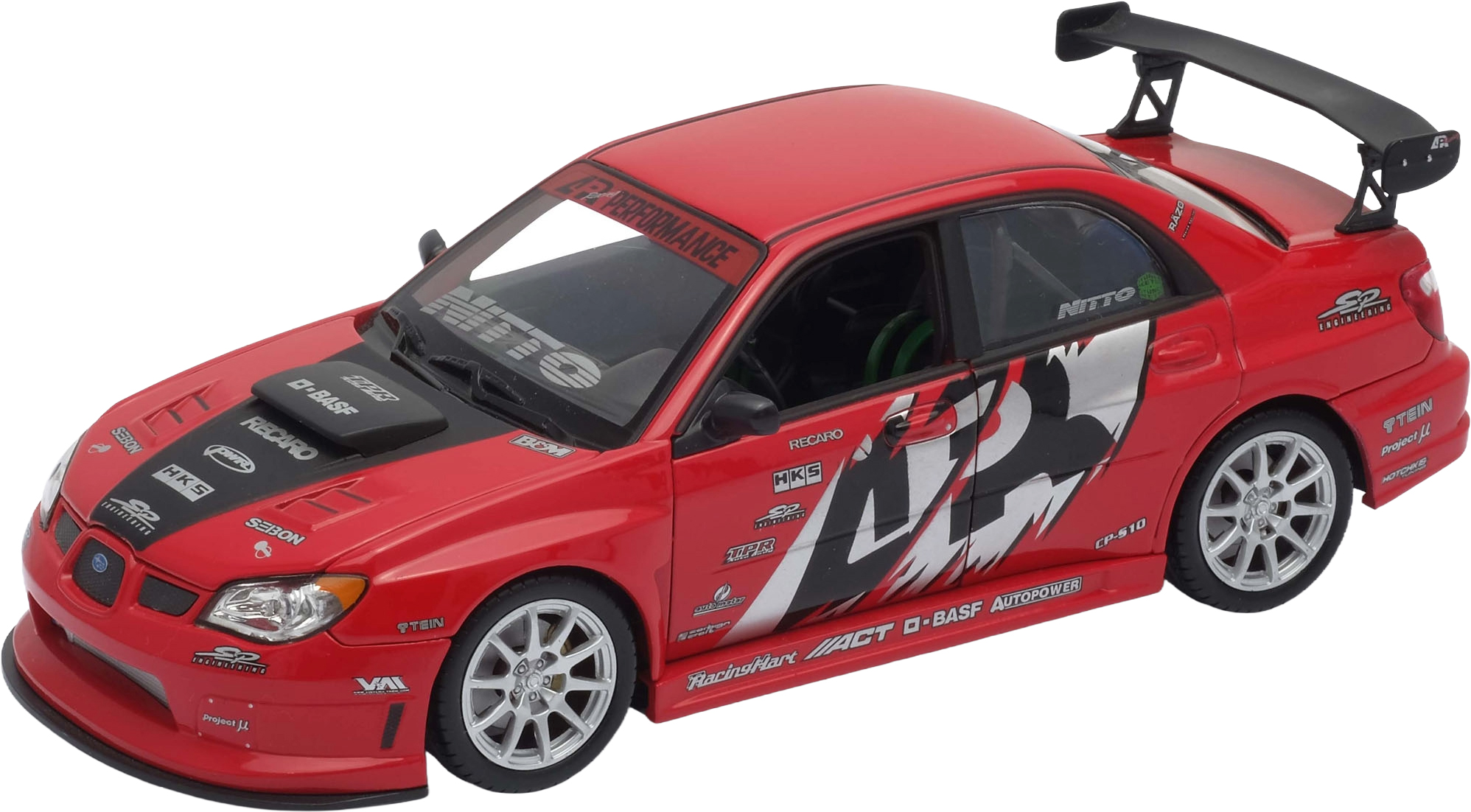 Mașină metalică Welly - Subaru Impreza APR Performance, rosie, 1:24