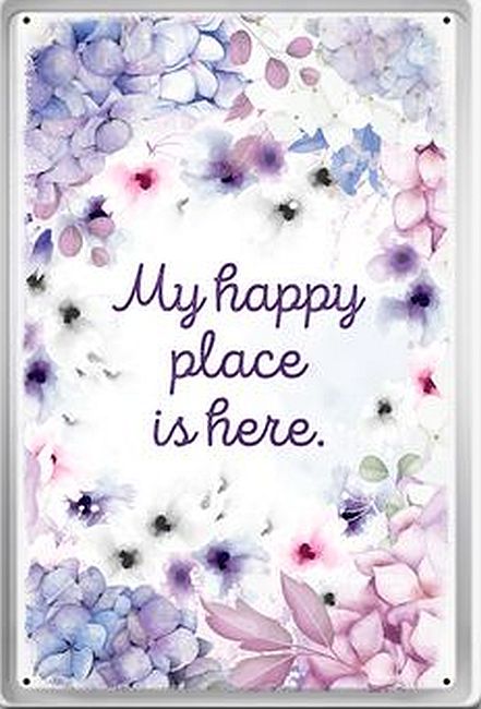 Placă metalică Simetro - My Happy Place Is Here
