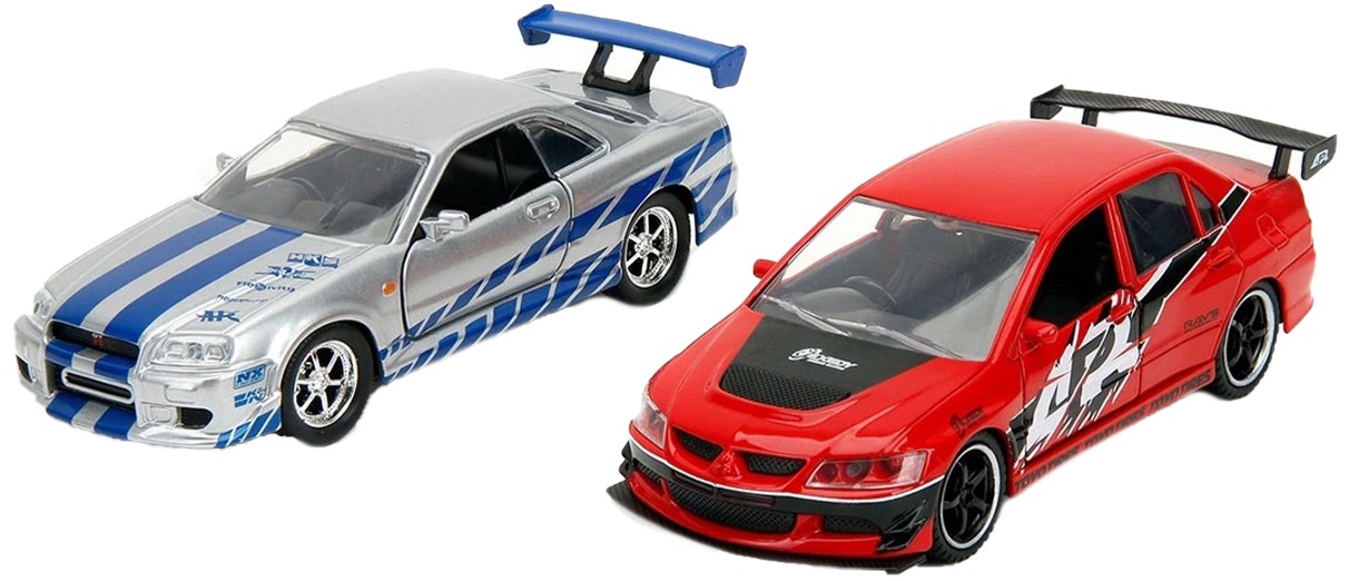 Cărucioare metalice  Jada Toys Fast &amp; Furious Legacy - Mitsubishi Lancer Evolution IX/Nissan Skyline GT-R, 1:32