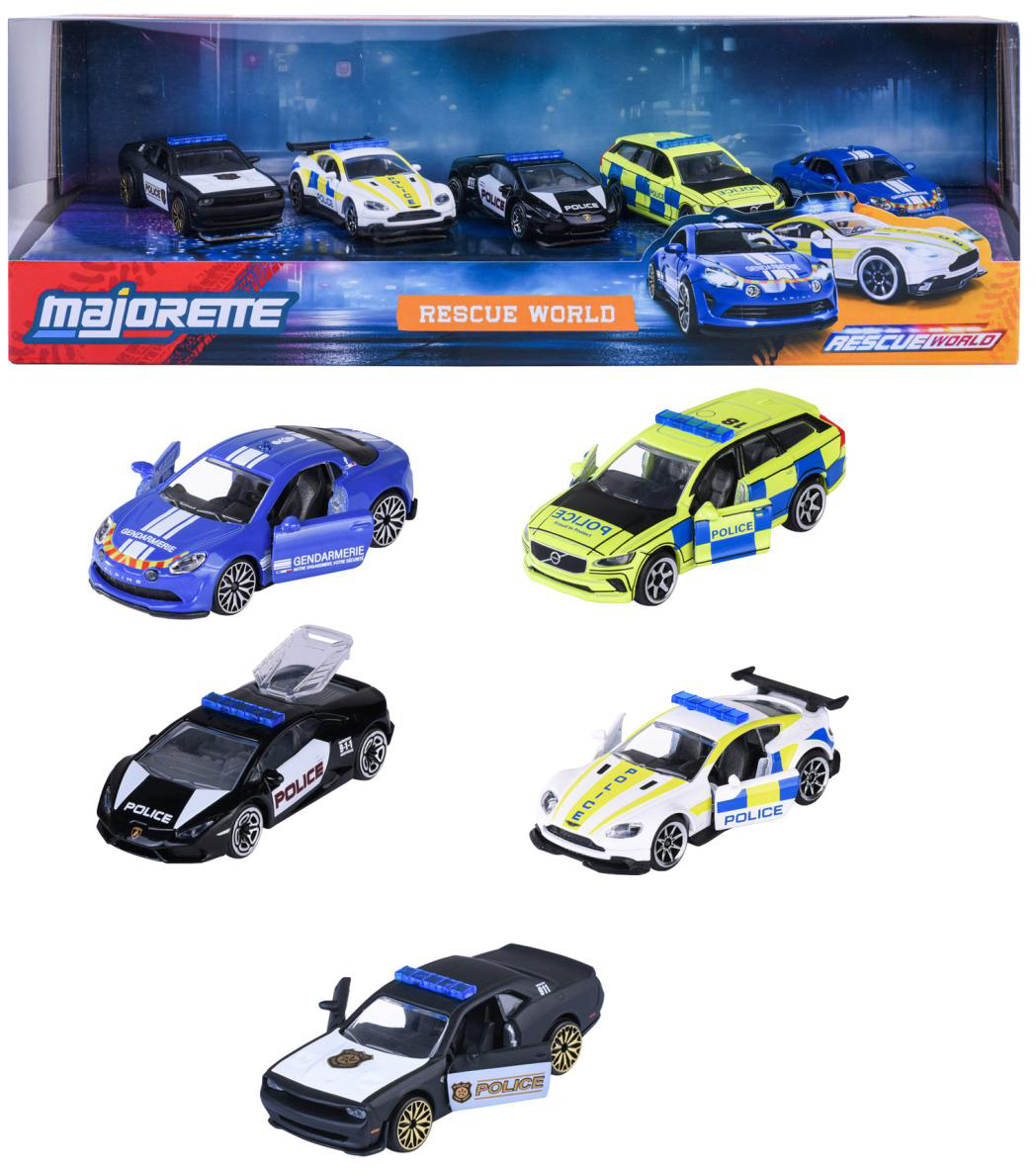 Mașinuțe metalice Majorette - Rescue World, 5 buc, 1:64