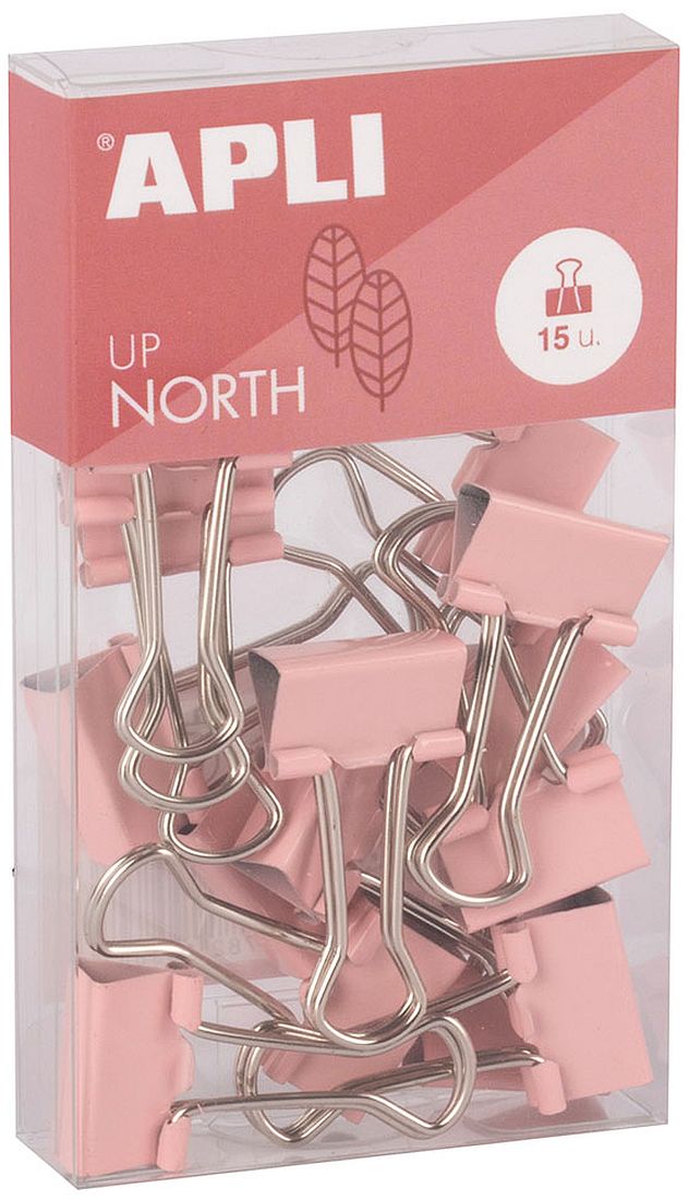 Cleme metalice Apli Up North - 19 mm, 14 buc., roz