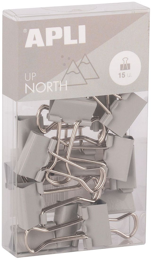 Cleme metalice Apli Up North - 19 mm, 14 buc., gri