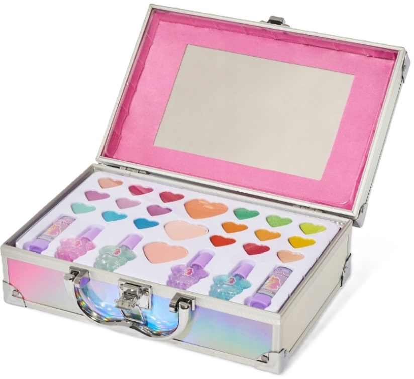 Valiza metalică cu machiaj pentru copii Martinelia Little Unicorn - 27 piese