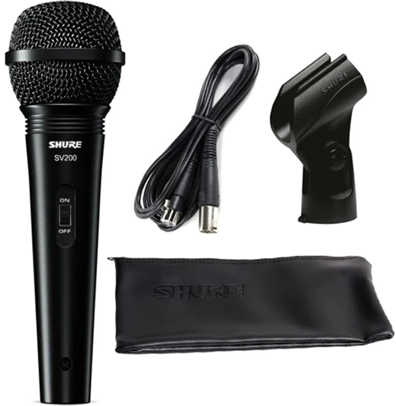 Microfon Shure - SV200A, cablu + clema + husa, negru