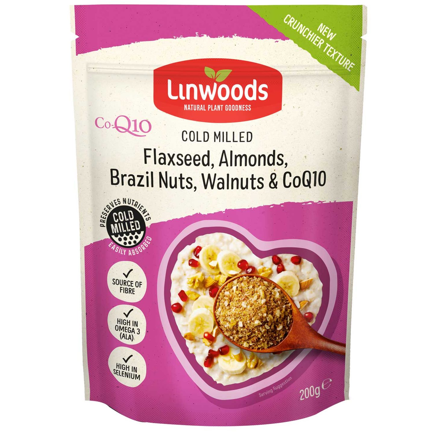 Amestec de semințe de in măcinate la rece și coenzimă Q10, 200 g, Linwoods