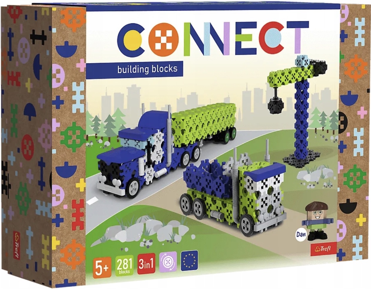 Mini constructor  3 in  1 Trefl Connect - Camion/Șantier, 281 de piese