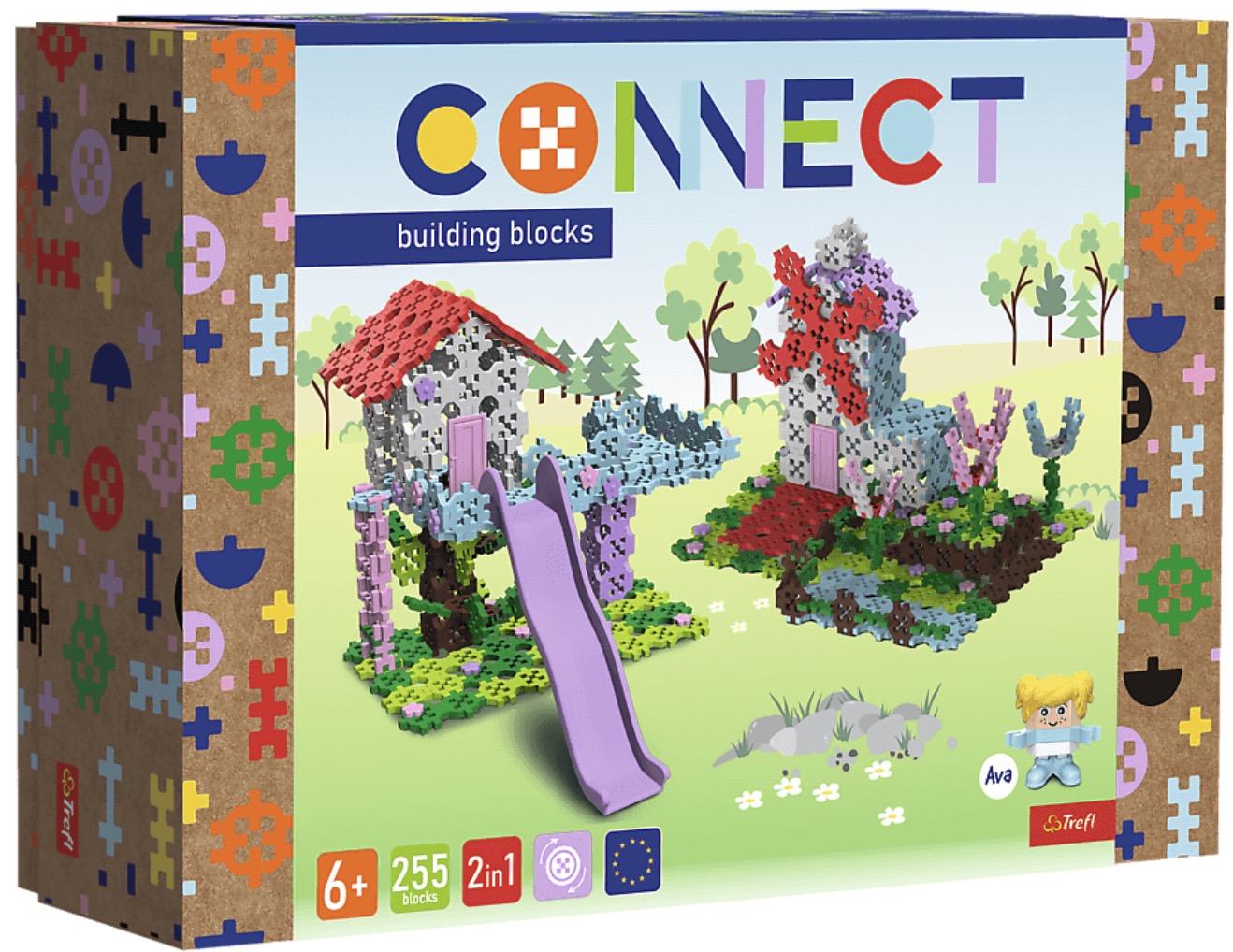 Mini constructor  3 in 1 Trefl Connect - Căsuță în copac/moară de vânt, 255 de piese