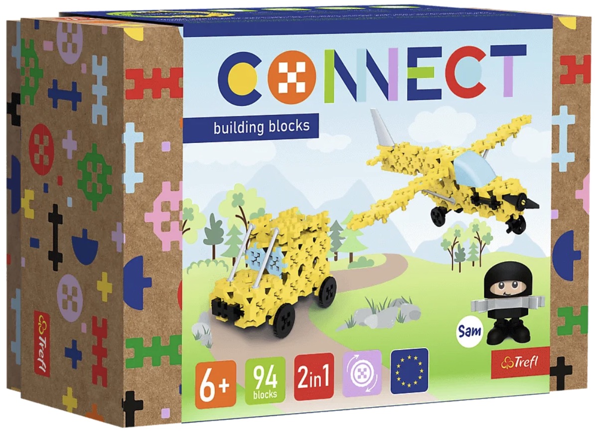 Mini constructor  3 in 1 Trefl Connect - Avion/Jeep, 94 de piese
