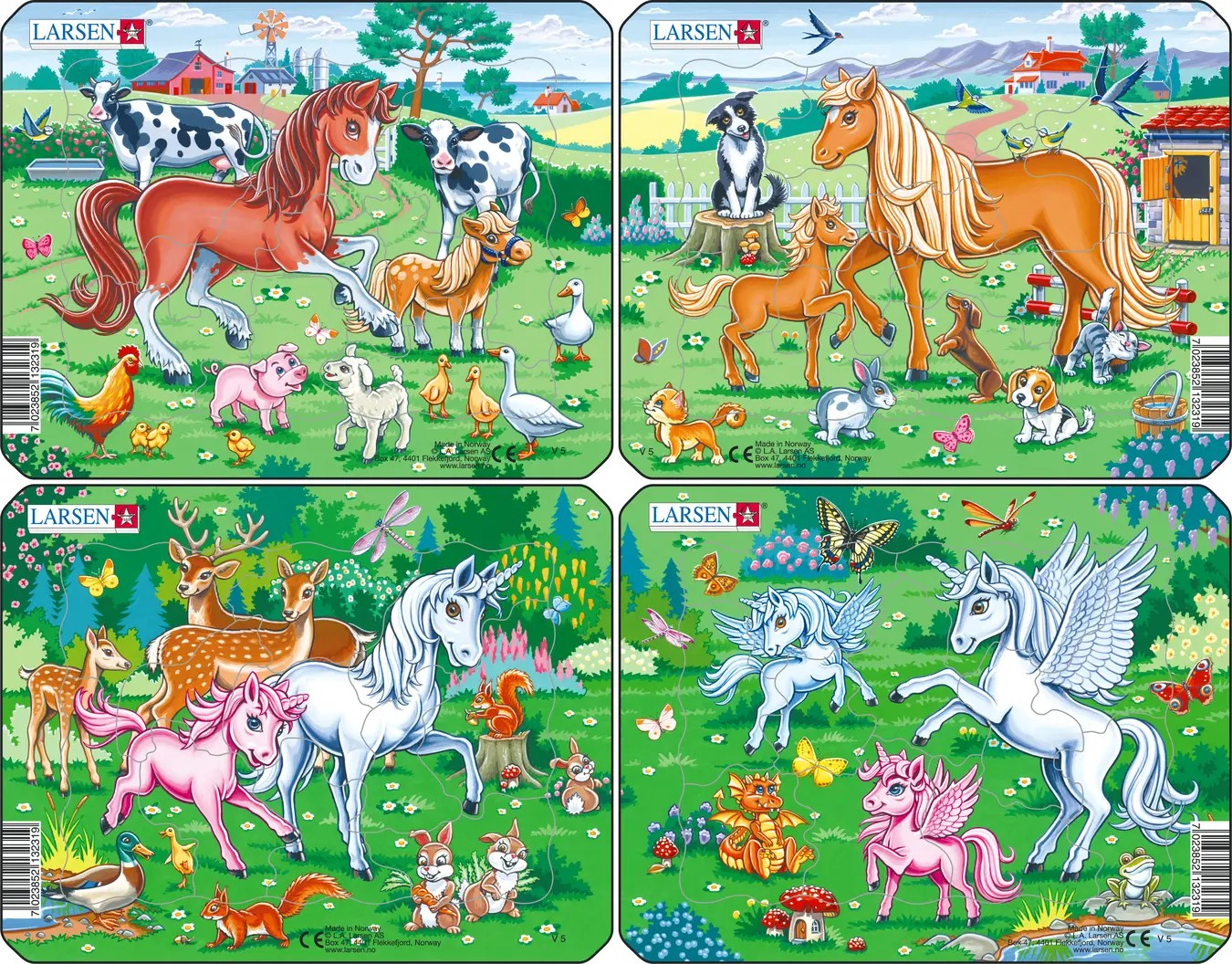 Puzzle mini Larsen din 11 piese - Poni, unicorni și prieteni, asortiment