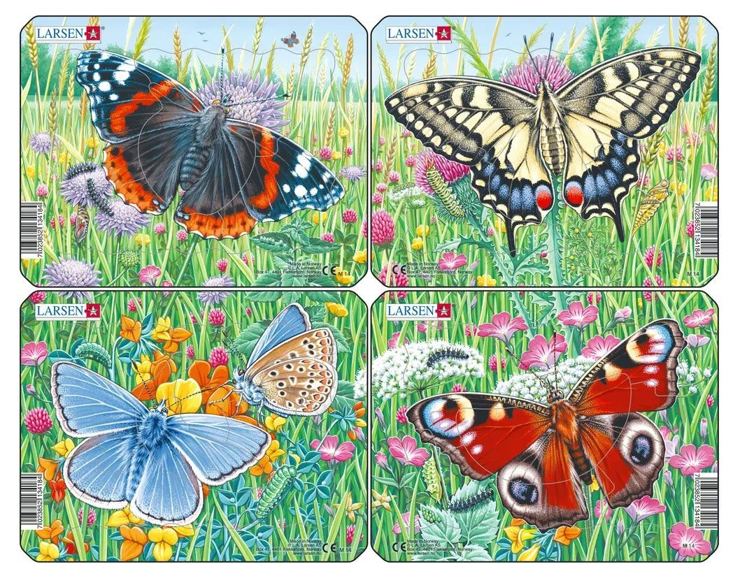 Puzzle mini Larsen din 5 piese - Fluturi, asortiment