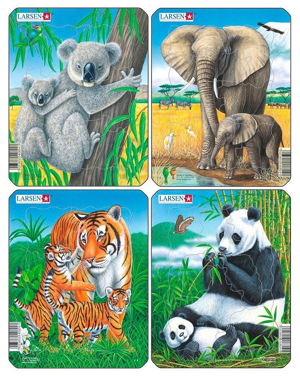 Mini-puzzle Larsen din 8 piese - Animale sălbatice, sortiment