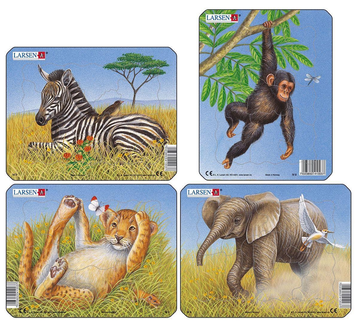 Mini-puzzle Larsen din 9 piese - Animale din Africa