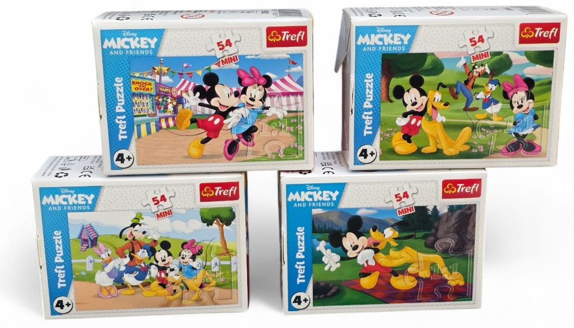 Mini-puzzle  Trefl din 54 piese- Aventurile nebunești ale lui Mickey Mouse, sortiment
