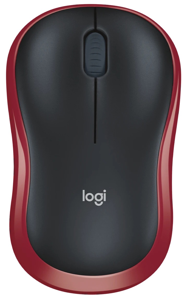 Mouse Logitech - M185, optic, wireless, rosu/negru