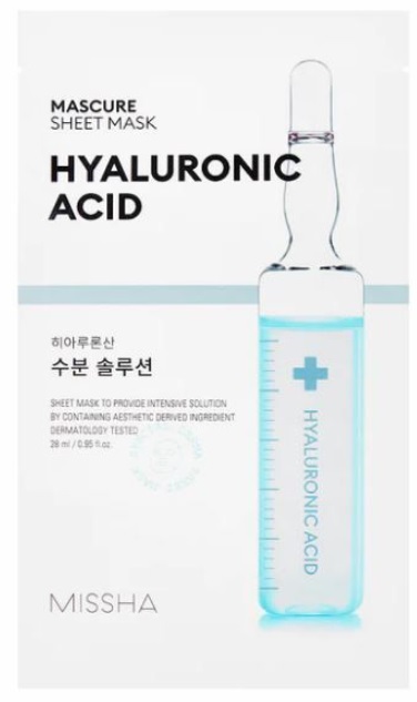Missha Mascure Mască de față cu folie Hydra Solution Hyaluronic Acid, 28 ml