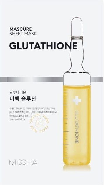 Missha Mascure Mască de față cu folie Whitening Solution Glutathione, 28 ml