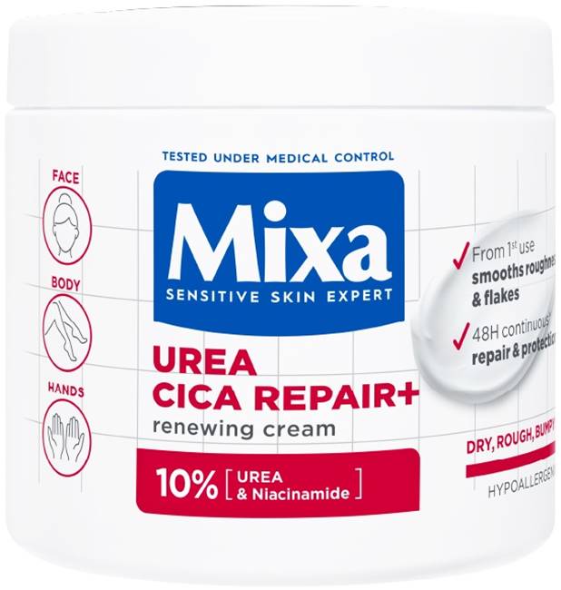 Crema cu efect regenerator pentru fata si corp Urea Cica Repair, 400 ml, Mixa - imagine 2