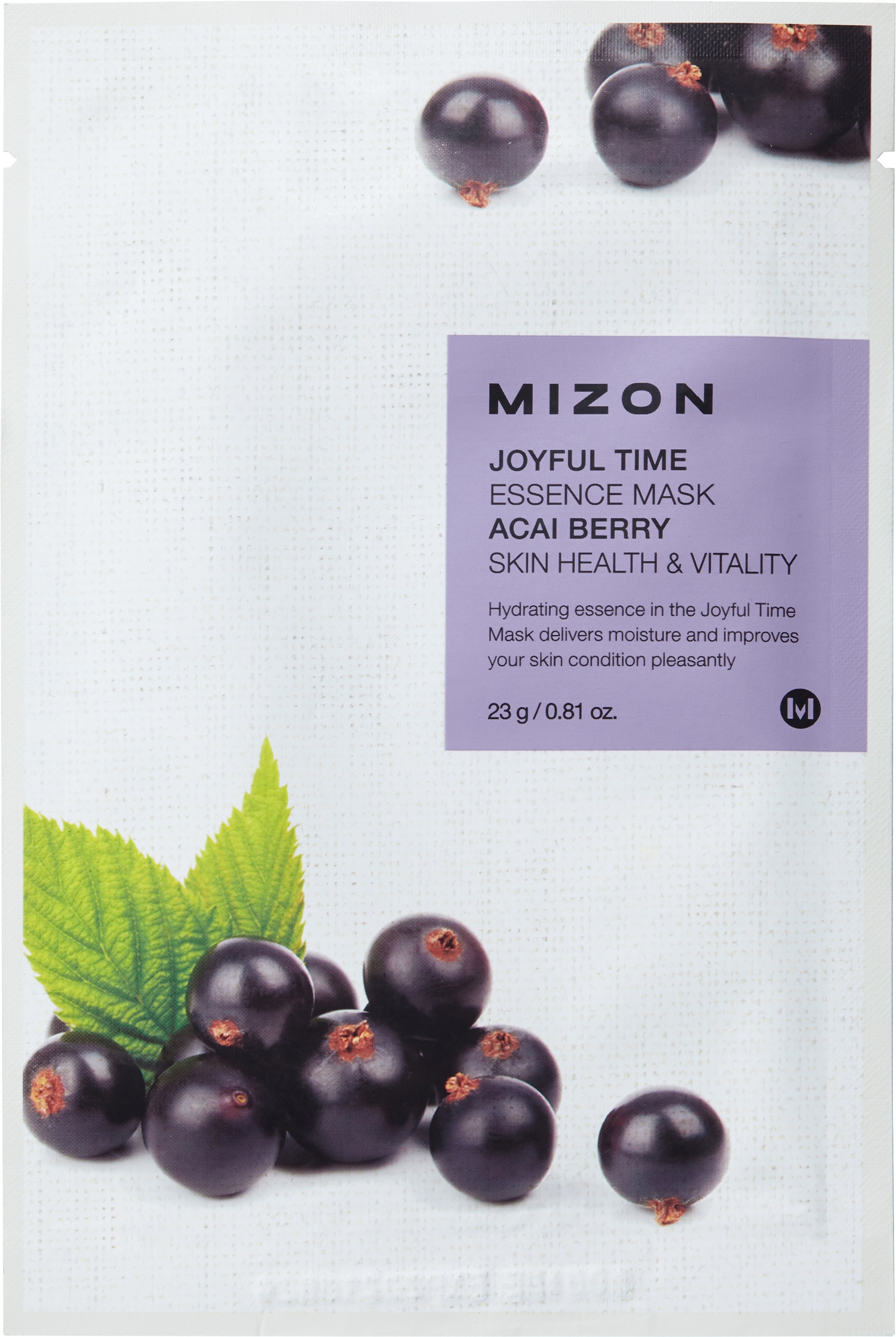 Mizon Joyful Time Mască de față cu folie Acai Berry, 23 g