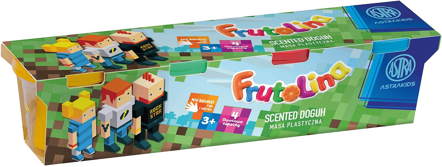 Pastă de modelat Astra Pixel - Frutolina, 4 culori, 4 x 100 g