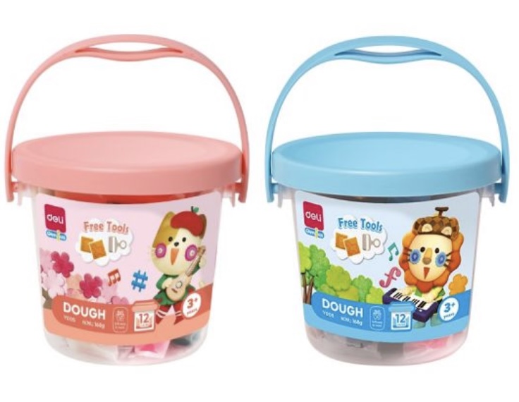 Plastilină Deli Genius Dough - EY005, 12 culori, sortiment