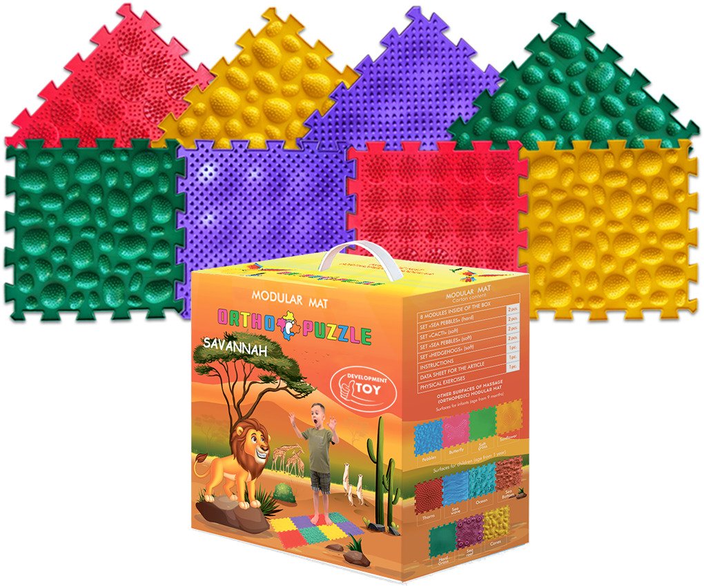 Covoras de joaca tip puzzle Ortho Puzzle - Mix, savana