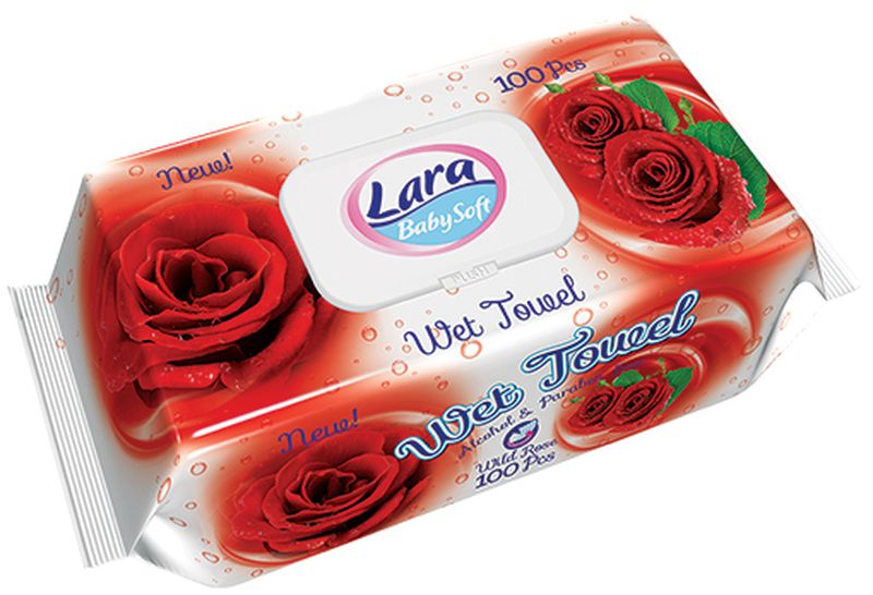Șervețele umede cu capac Lara Baby Soft - Trandafir, 100 buc