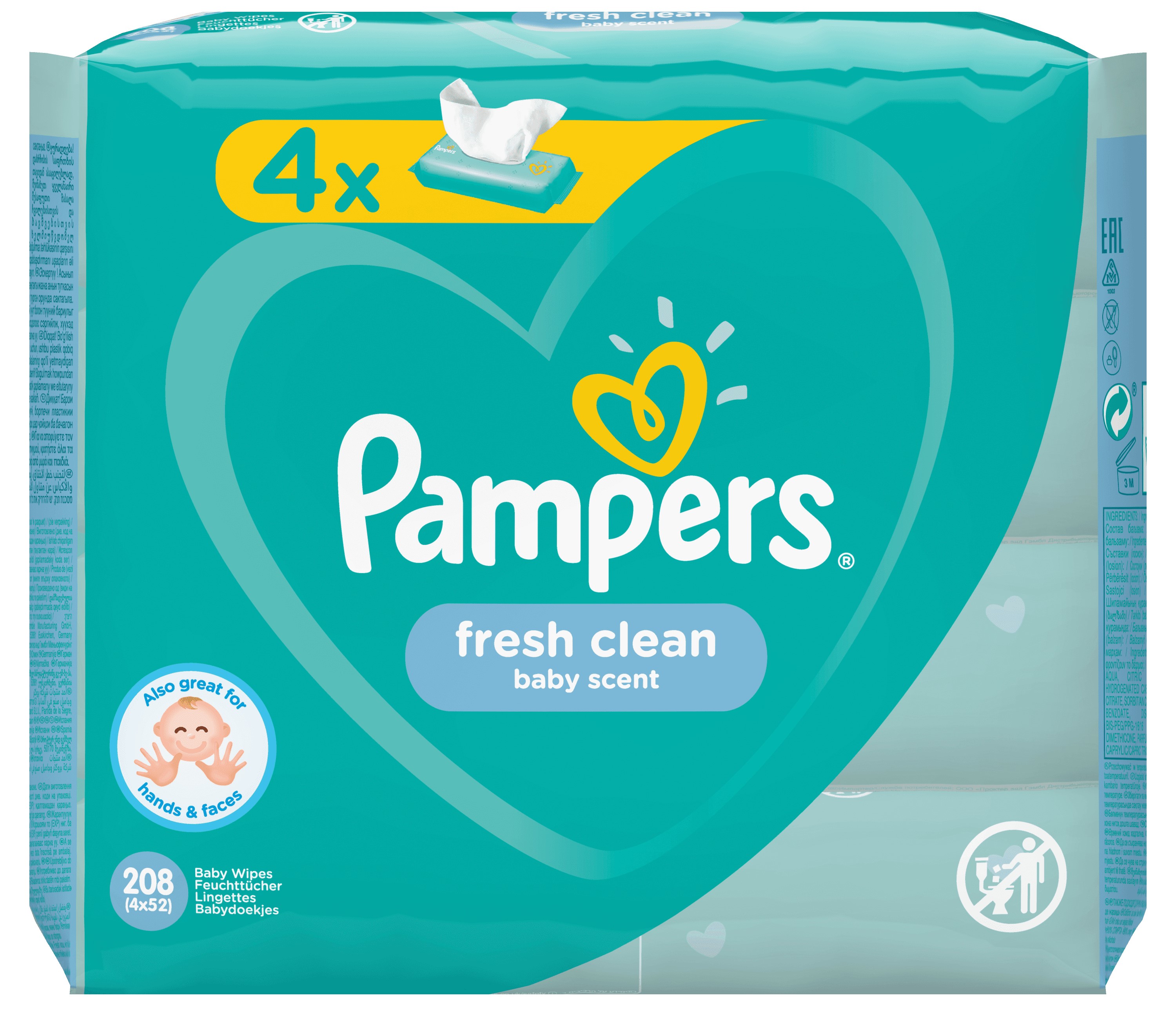Șervețele umede Pampers - Fresh Clean, 4 x 52 buc.