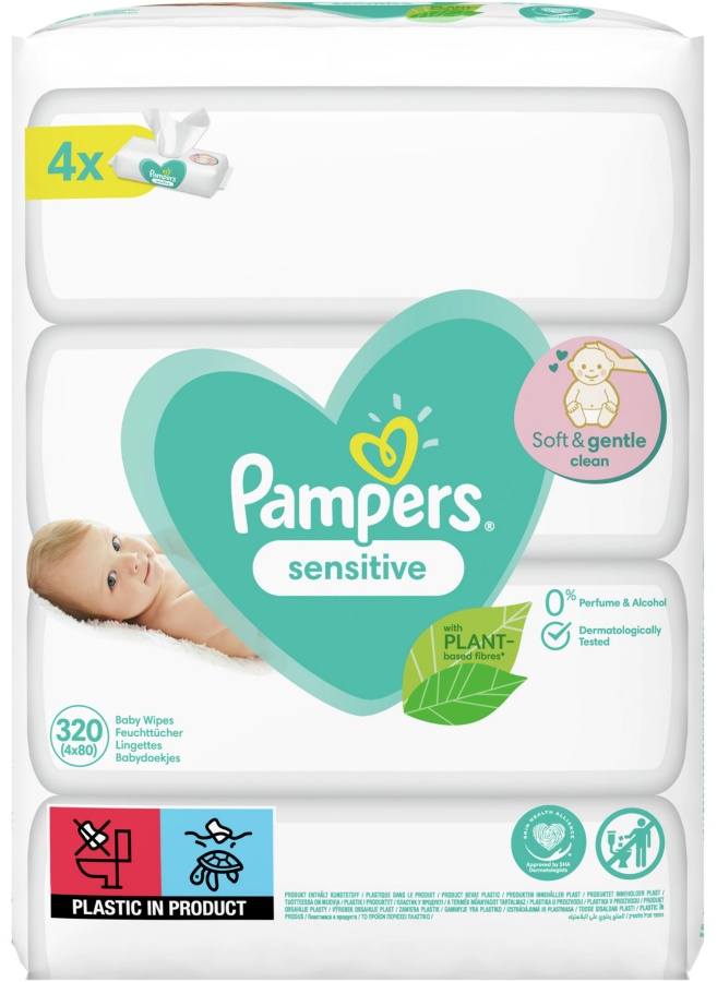 Șervețele umede Pampers Sensitive - 4 х 80 buc
