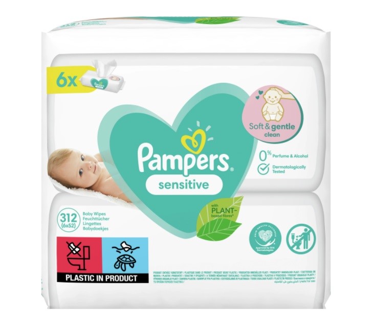 Servetele umede Pampers - Sensitive, 6 x 52 buc.