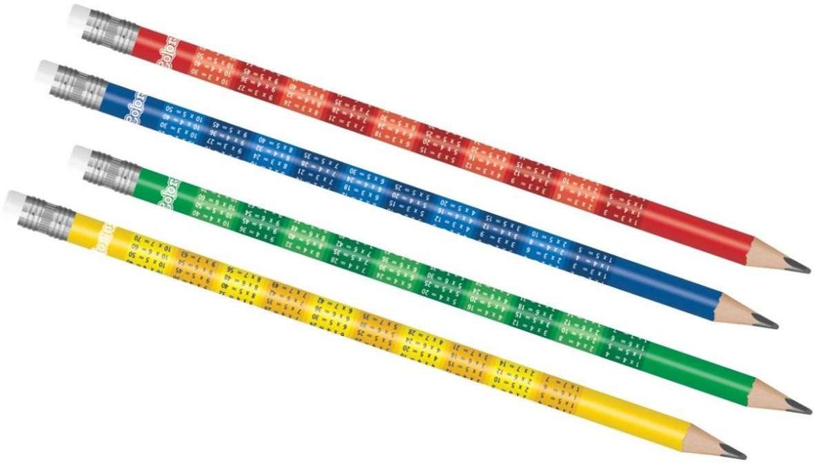 Creion cu radiera Colorino Kids - cu tabla inmultirii, sortiment