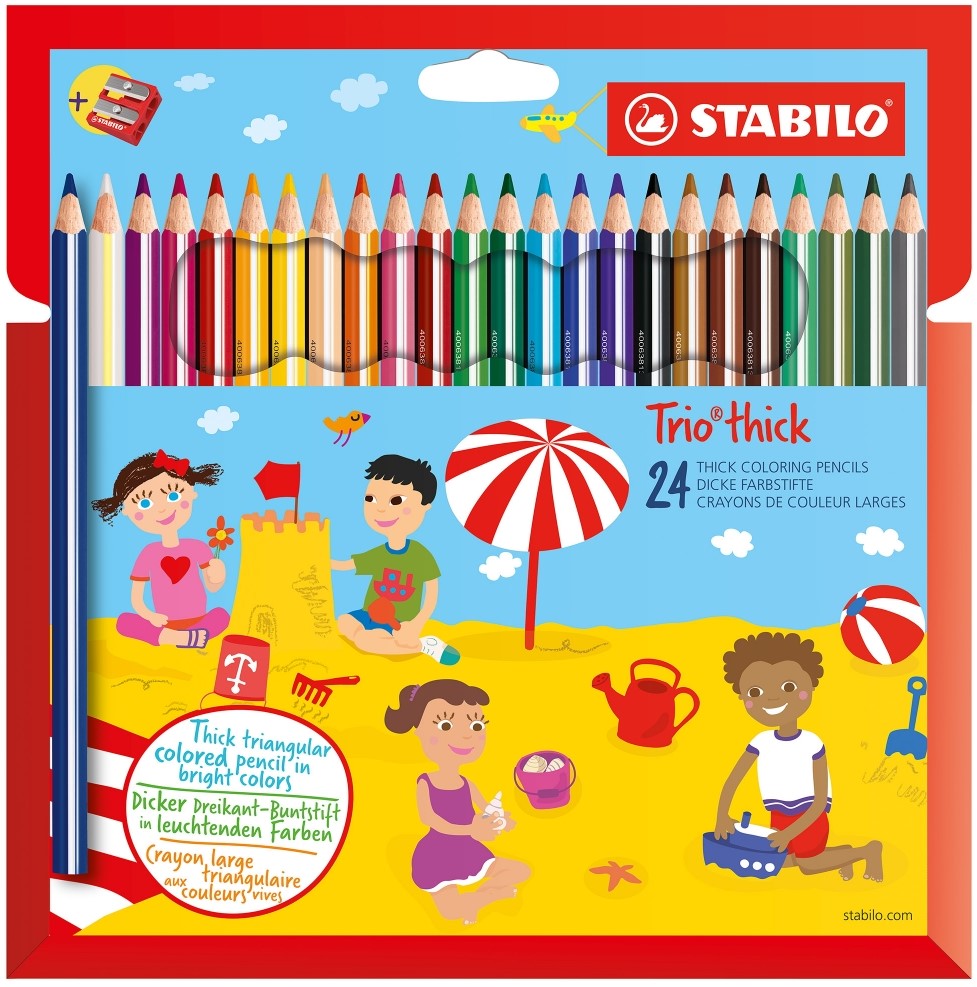 Creioane Stabilo Trio - Thick, 24 culori