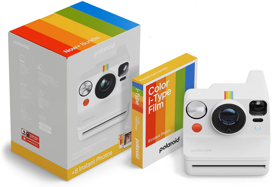 Aparat foto instant Polaroid - Now+ Gen 3, White + Film Color i-Type, 8 poze