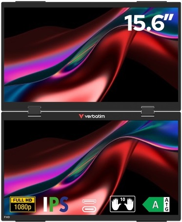 Monitor Verbatim - Portable Dual Monitor Essentials, 15.6'', FHD, IPS