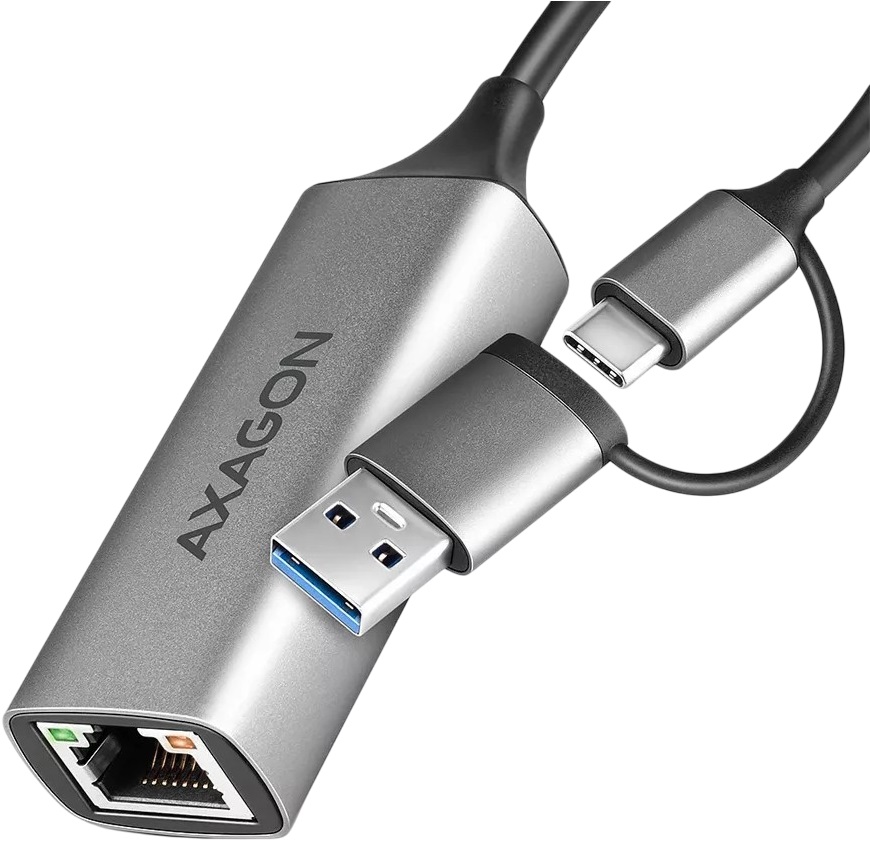 Adaptor de rețea  AXAGON - ADE-TXCA, USB-C /A - RJ45, 1000Mbps, gri