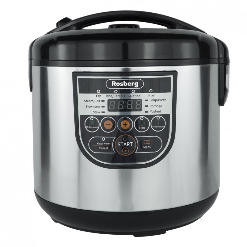 Multicooker Rosberg – R51985E5, 5 L, 780W, 10 programe, oțel inoxidabil/negru