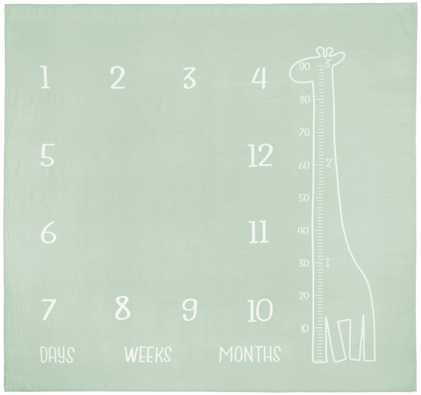 Covoraș foto de muselină Sensillo - Giraffe, Mint, 120 x 120 cm