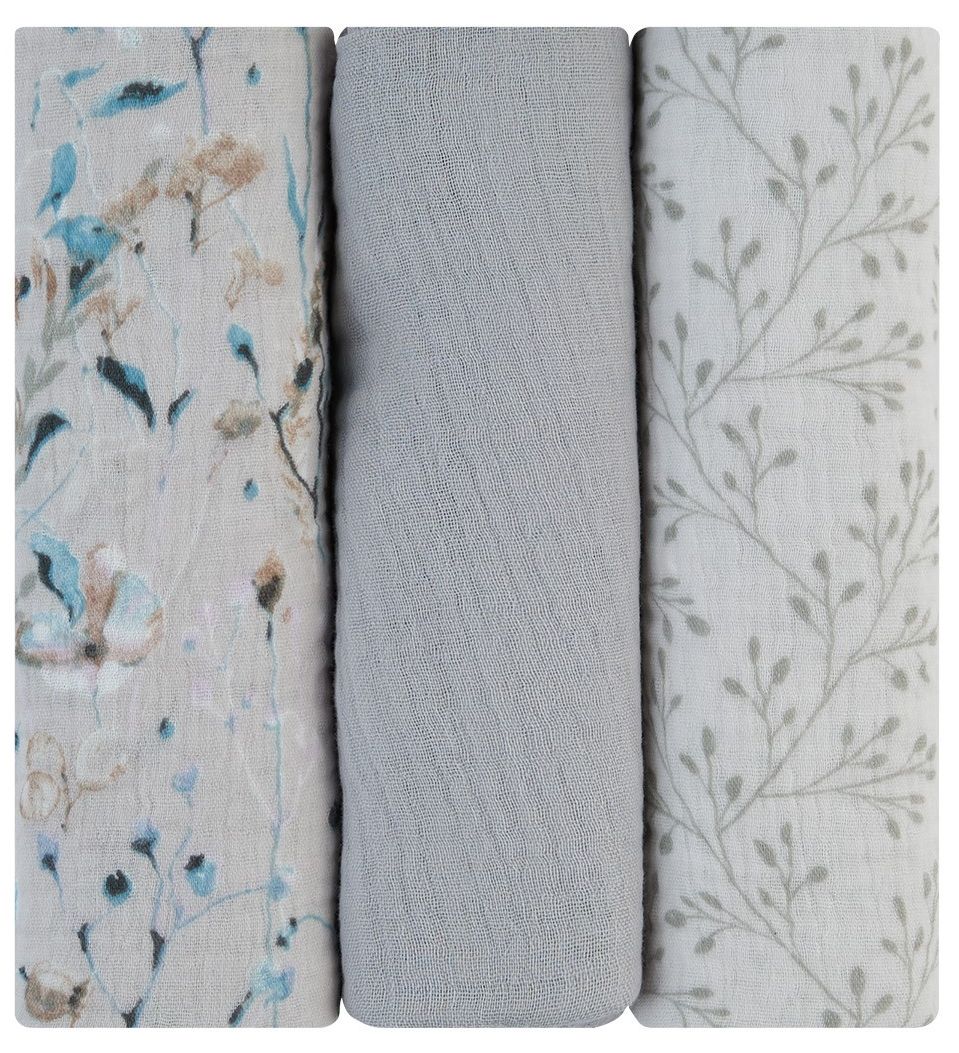 Prosoape de muselină KikkaBoo - Dreamy Fields, 75 х 75 cm, 3 buc, gri