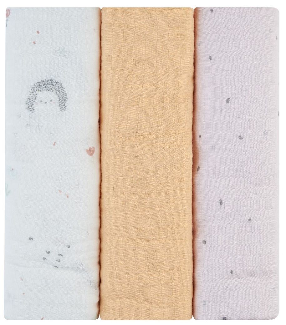 Prosoape de muselină KikkaBoo - Hedge-hugs, 100 х 100 cm, 3 buc