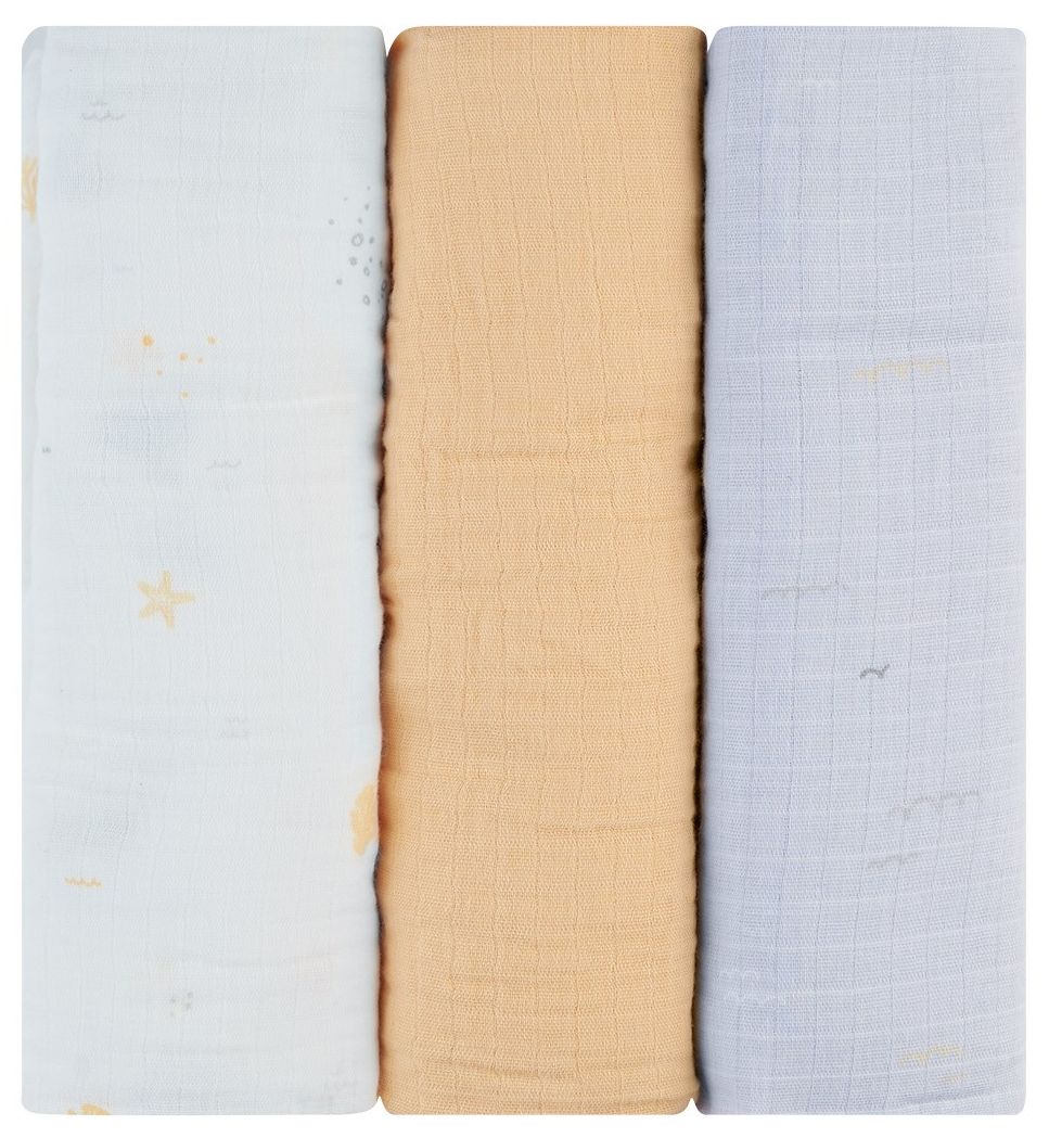 Prosoape de muselină KikkaBoo - Seally Me, 100 х 100 cm, 3 buc