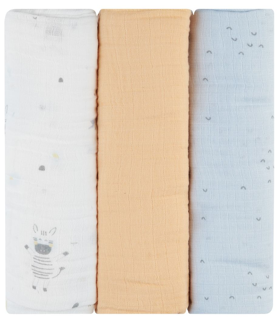 Prosoape de muselină KikkaBoo - Stripy Friends, 100 х 100 cm, 3 buc