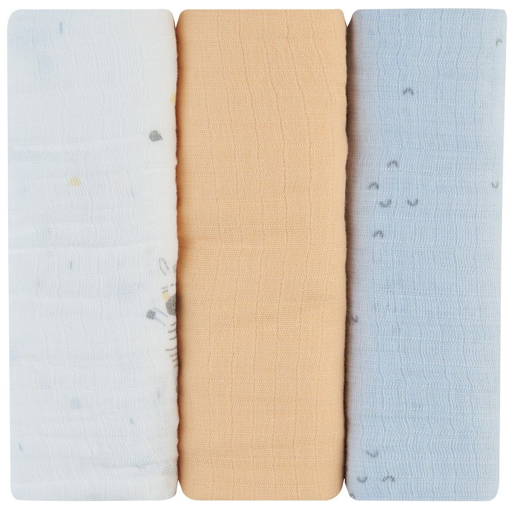 Prosoape de muselină KikkaBoo - Stripy Friends, 75 х 75 cm, 3 buc