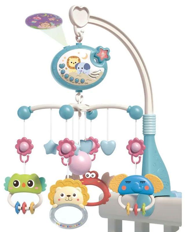 Carusel muzical cu proiecție pentru pătuț Raya Toys – 0m+, albastru